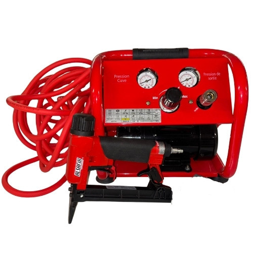 Kit Agrafeuse bec long pour agrafes de type A + Agrafes + compresseur + tuyau