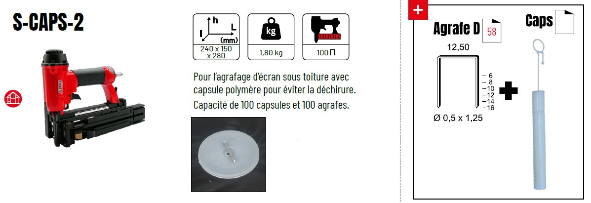 Agrafeuse S-CAPS-2 pour agrafes D de 6 à 16mm et CAPS - Fiche technique Agrafeuse S-CAPS-2 pour agrafes D de 6 à 16mm et CAPS - Fiche technique